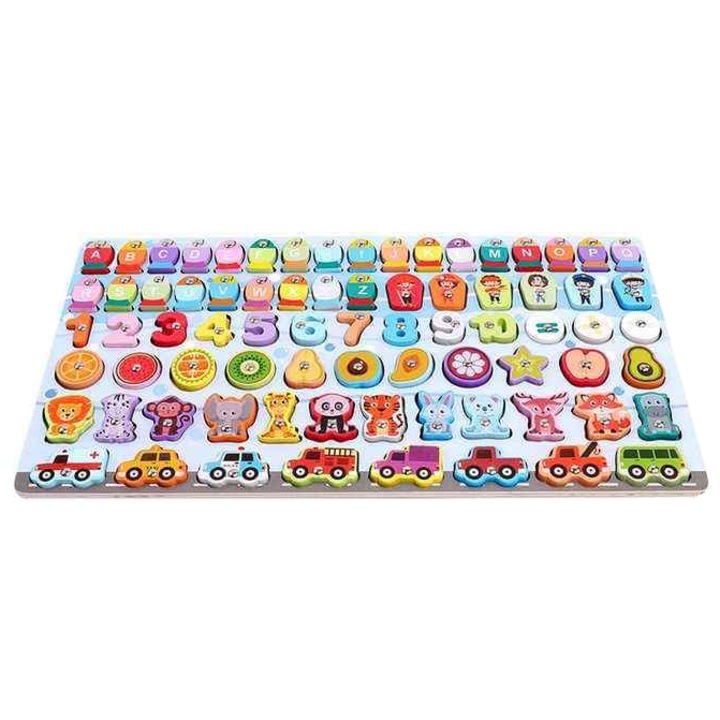 Joc de pescuit din lemn, 6 in 1, numere si alfabet, Montessori, SALLMA®