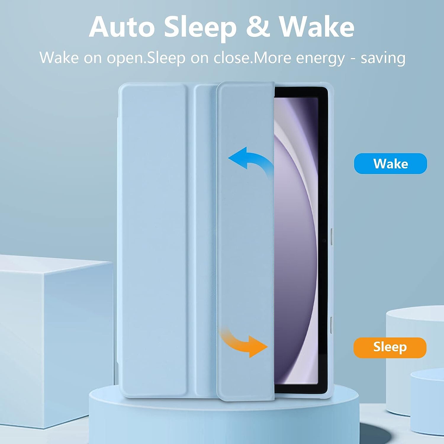 Husa Ultra Slim, Revomag, pentru Samsung Galaxy Tab A11 / A9 8.7", TPU Smart Cover, Ice Blue