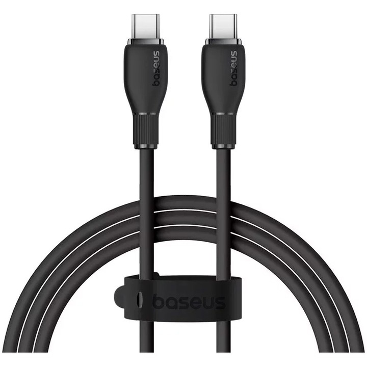 Cablu Baseus Pudding Series, 100W, USB-C la USB-C, Fast Charging, 1.2 metri, Negru