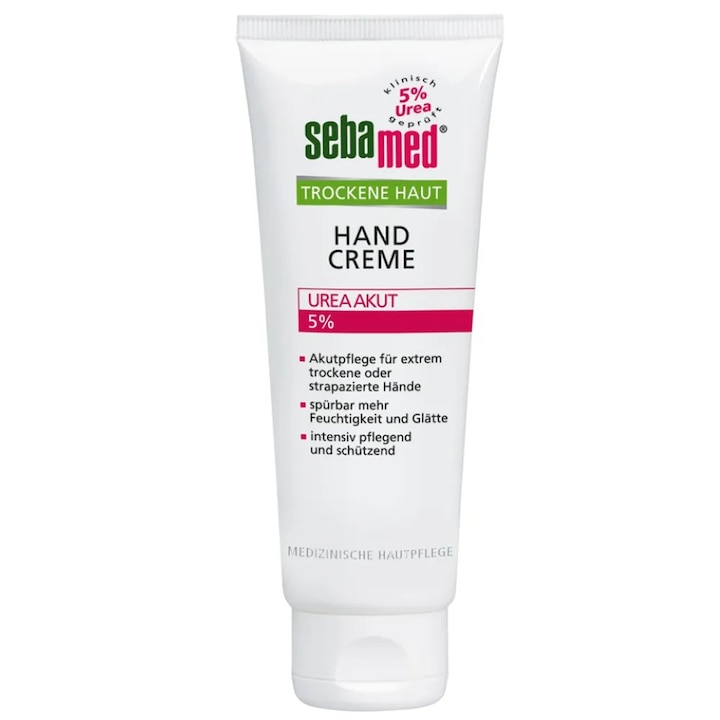 Crema de Maini, Sebamed, Hand Creme, Uree 5%, pentru Hidratare Intensa, impotriva Iritatiilor si Mancarimii, pentru Piele foarte Uscata, 75ml