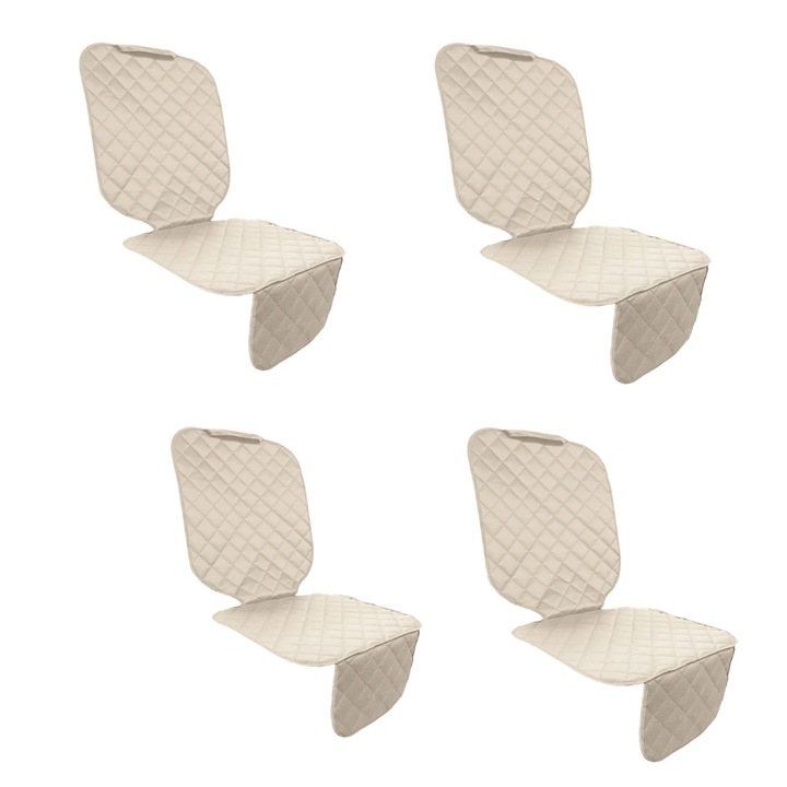 Set 4 protectii auto, matlasate, universale, crem, lavabile, impermeabile, protectie scaune auto, Metru Patrat