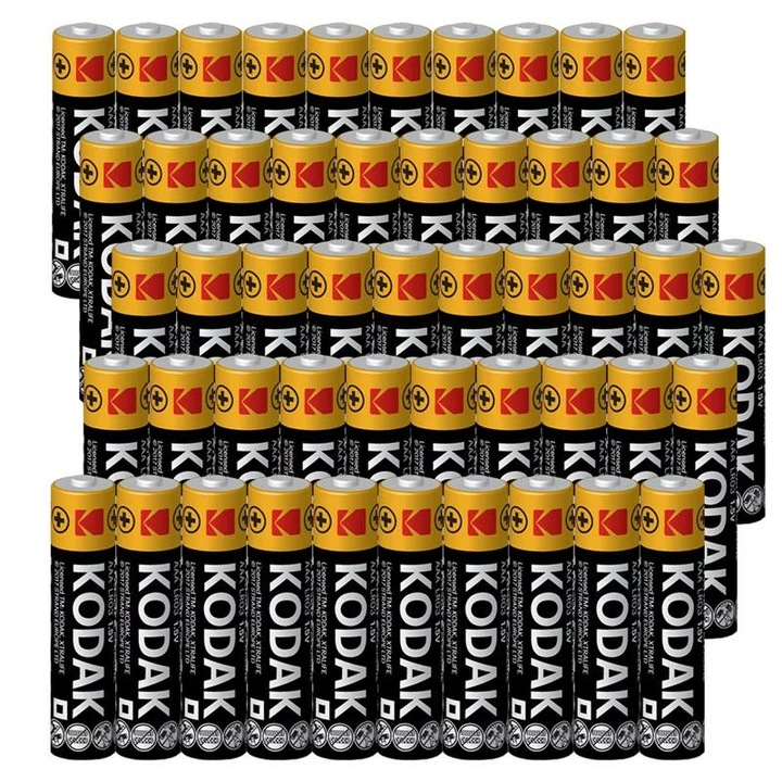 Set 50 Baterii Extra Alkaline AAA, LR03, 1.5V, Kodak