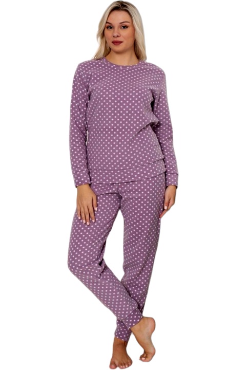 Pijama dama polar, StarFashion, groasa pentru iarna, microfibra, Lila