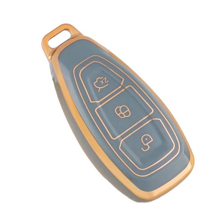 Сив смарт кейс за ключ Ford Focus Fiesta Fusion Kuga Ecosport 3 4 ST Mondeo MK3 MK4 C-Max S-Max Galaxy Transit Tourneo Custom