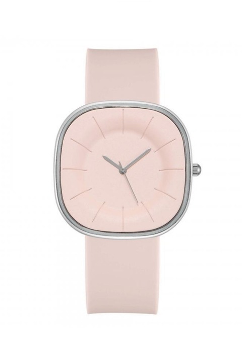 Ceas de dama Cubical cu cadran roz si curea roz din piele ecologica