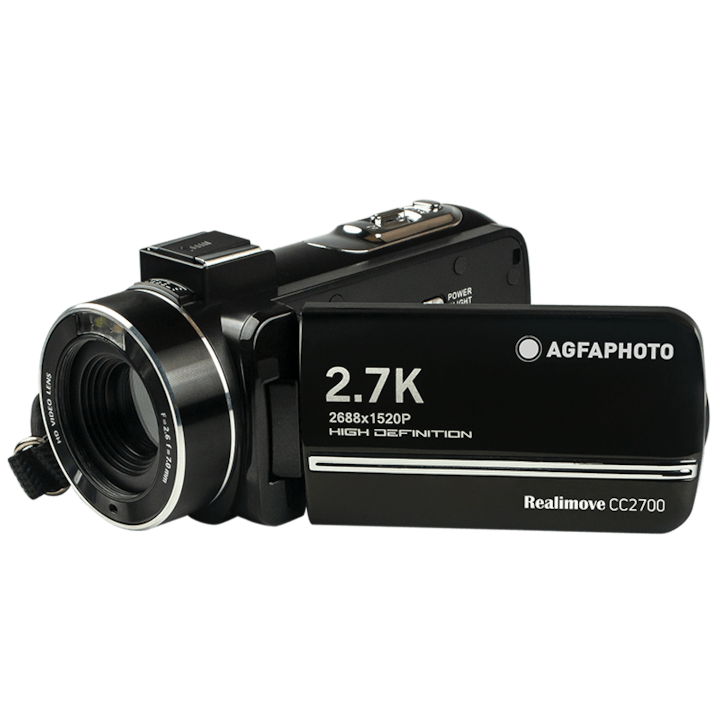 Camera video digitala AgfaPhoto Realimove CC2700, 2, 7K, 24MP, ecran tactil de 3 inchi, zoom 18X, telecomanda, baterie cu litiu