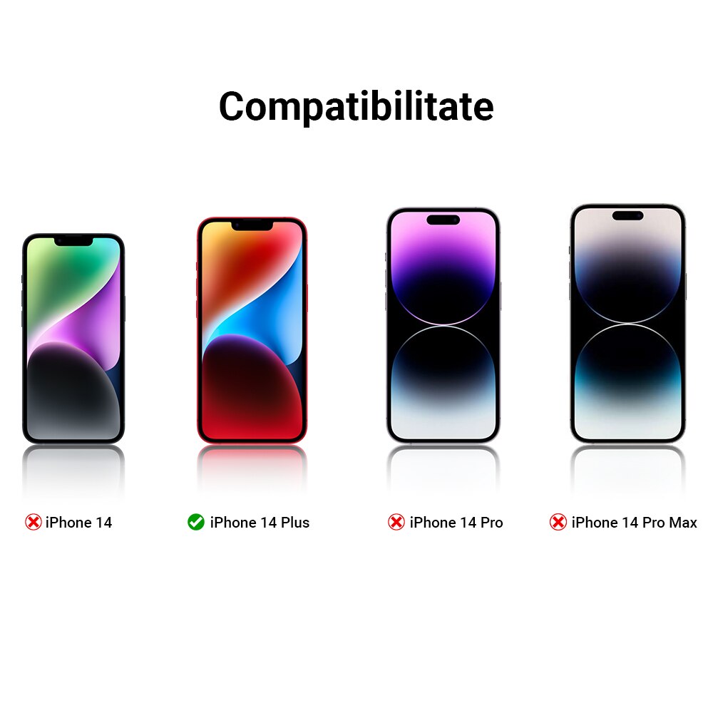 Folie de protectie ceramica, compatibila cu Apple iPhone 14 Plus, Full Cover, Negru/Transparenta
