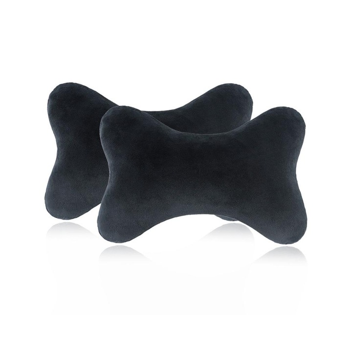 Set de Perne Pentru Tetiere Auto, Pure Vance, prindere cu banda elastica, Material Pufos, Aspect, Spuma cu Memorie, Negru, 2 buc