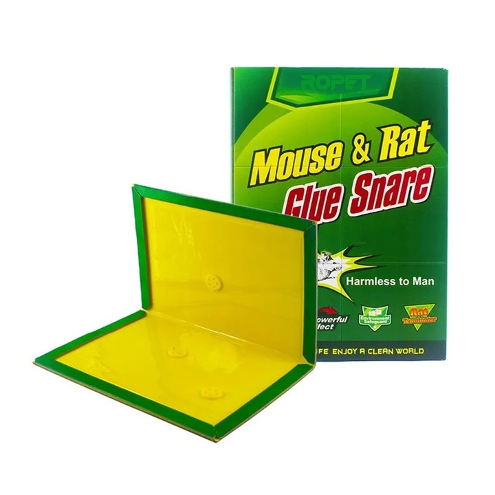 Set 10 Capcane cu lipici pe carton pentru soareci, tip carte, Ropet