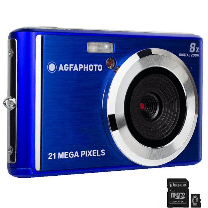 Комплект цифров фотоапарат AgfaPhoto DC5200 21MP HD 720p и 32 GB карта, син