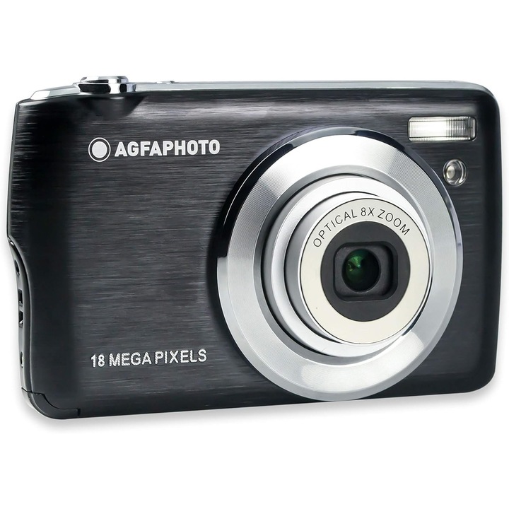 Aparat foto digital AgfaPhoto DC8200 18MP, include card SD 16 GB si husa, Negru