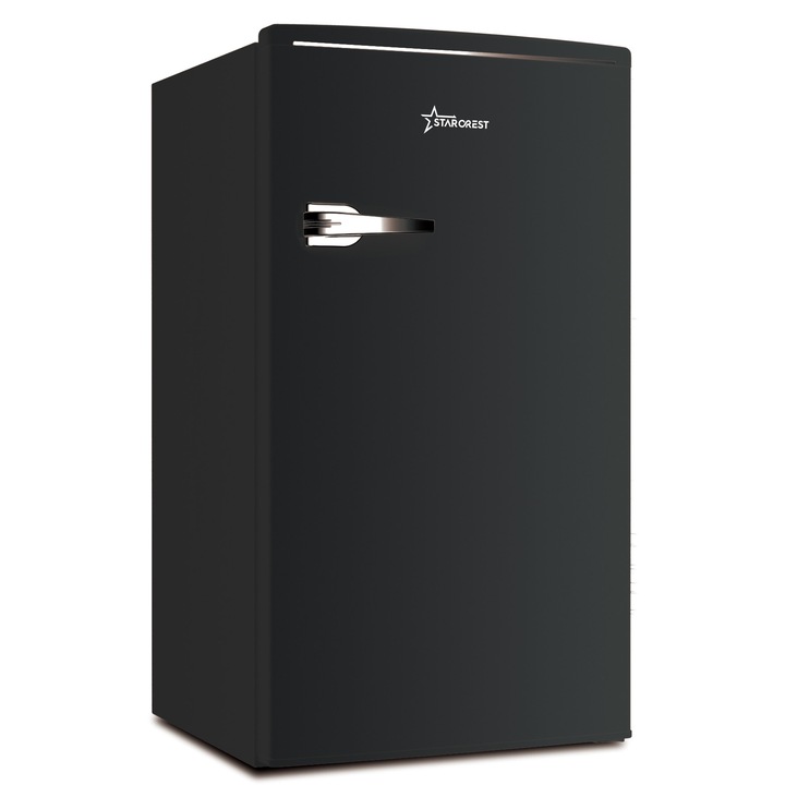 STARCREST SRF-86BK Egyajtós Hűtőszekrény, Vintage Design, 85 l, E Osztály, Belső Világítás, Ma 84 cm, Fekete