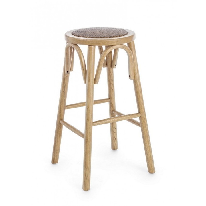 Scaun bar lemn rattan maro Circle 40x73 cm