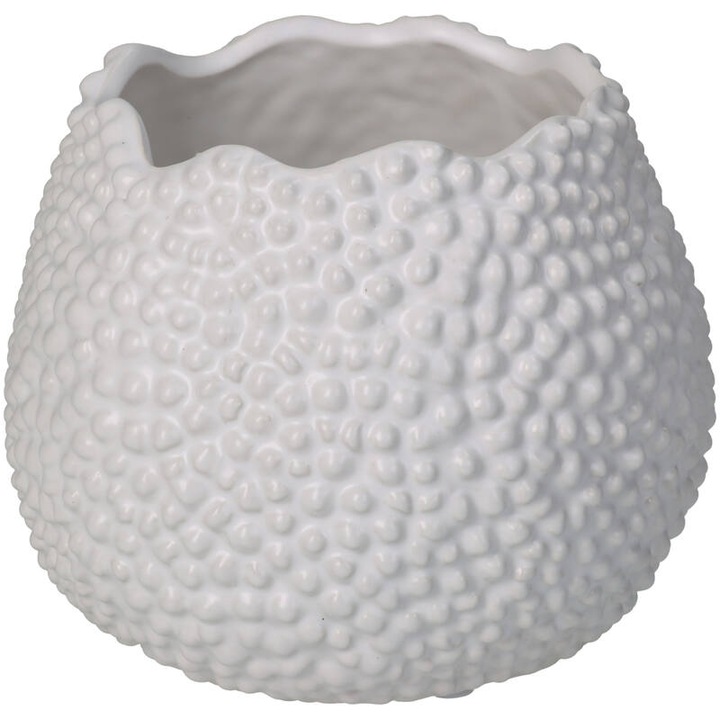 Ghiveci pentru flori, ceramica alba, 12x15x15cm - BUBBLES