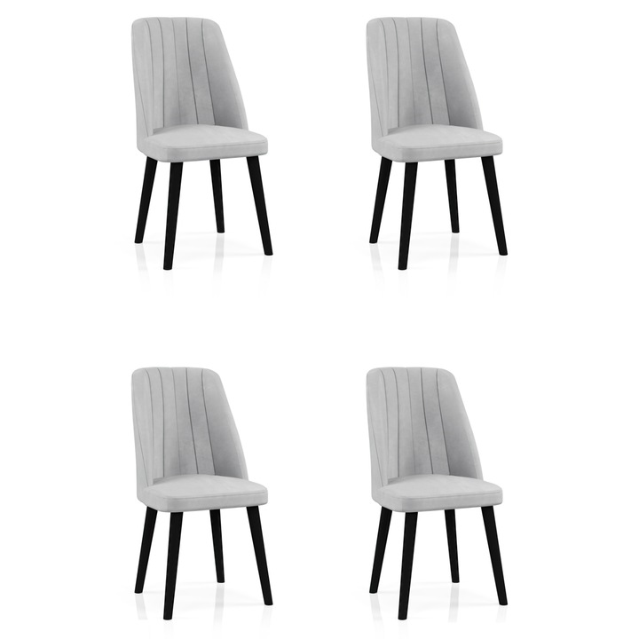 Set Scaune 4 buc Babyface Madrid Gri (Picior Negru) HAMAN