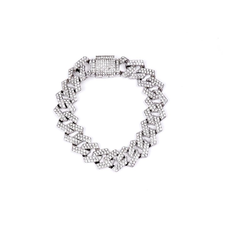 Kubai karkötő, cirkon kristály díszítéssel, ezüst