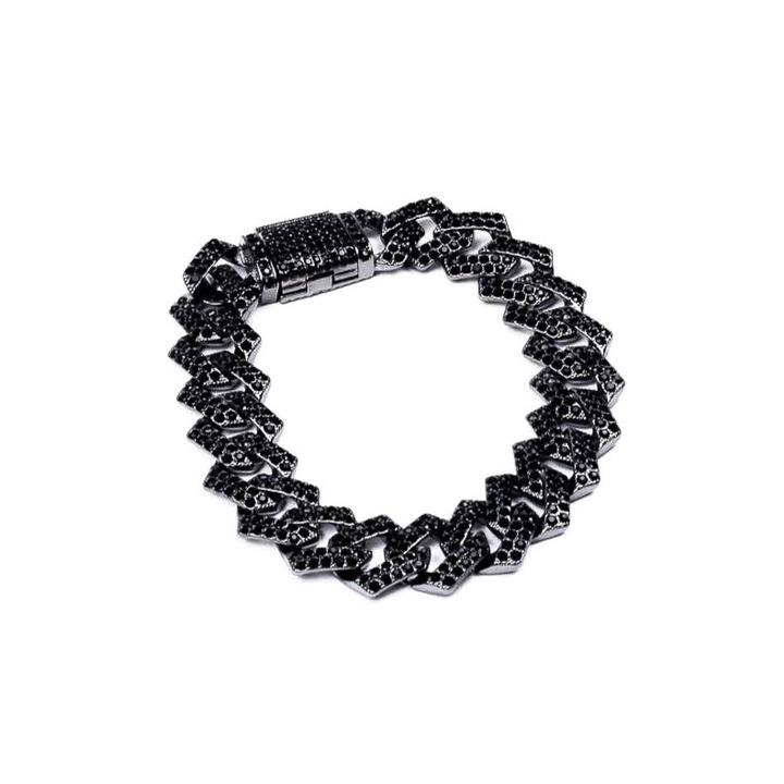 Kubai karkötő, cirkon kristály díszítéssel, fekete