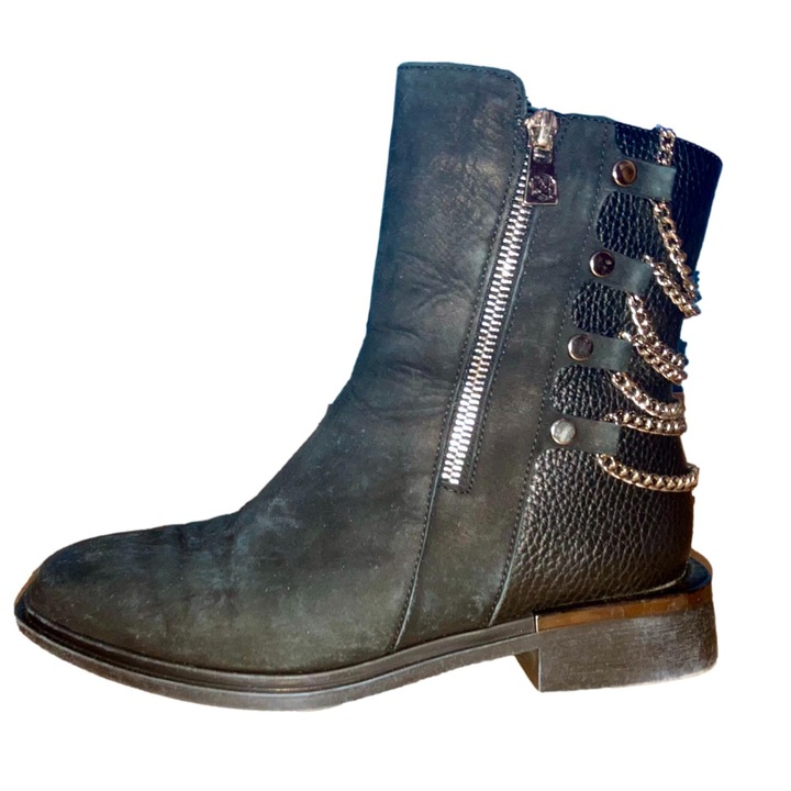Ghete dama Kazar Etiquet, piele naturala, Negru, 36 EU