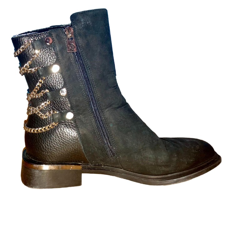 Ghete dama Kazar Etiquet, piele naturala, Negru, 36 EU