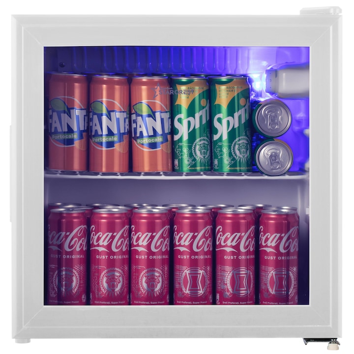 Vitrina frigorifica STARCREST SBC-51WHE, 46 L, Control temperatura, Usa sticla, H 48.8 cm, Alb