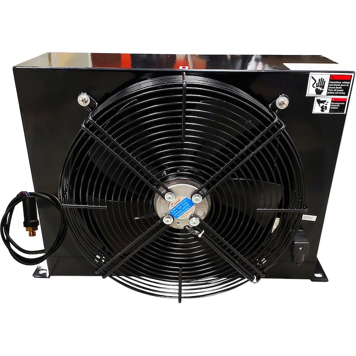 Hidraulika olajhűtő teljesítménye 150 l/perc ventilátorral és fix termosztáttal, 220 Vac-on működik