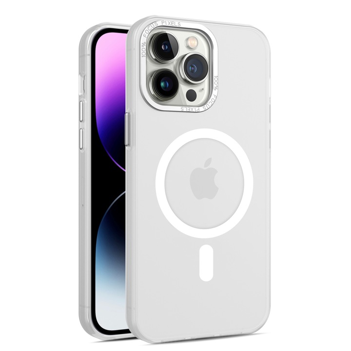 Husa de Protectie, Compatibila cu Apple iPhone 15 Pro Max, TU&YA, Magsafe, Incarcare fara fir, Anti Amprente, Rezistent la Socuri - Alba