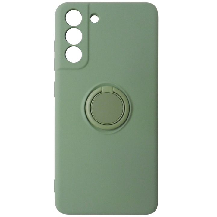 Husa tip capac spate cu inel, TPU verde deschis, pentru Samsung Galaxy S21 FE 5G