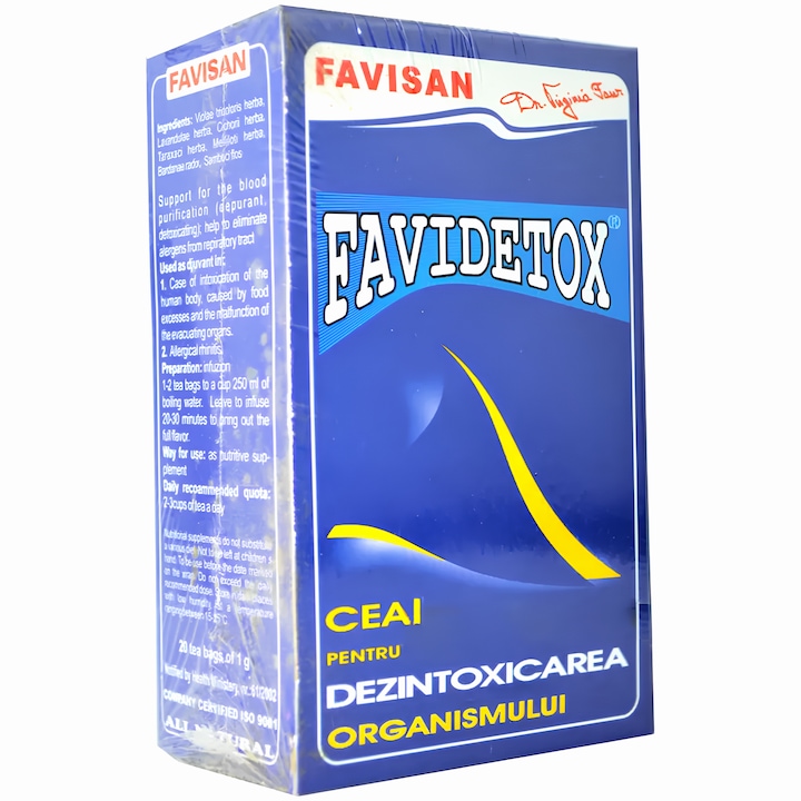 Ceai natural pentru dezintoxicarea organismului FaviDetox, reteta Dr. Virginia Faur, 20plicuri, Laboratoarele Favisan