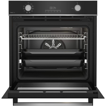 Cuptor incorporabil Beko BBIM13300XMPSEF, Electric, 72 l, Autocuratare pirolitica, FlexiCrisp, AEROperfect, RecycledNet, SteamShine Cleaning, Rafturi telescopice, SoftClose door, Grill, 3D Cooking, Clasa A+, Negru