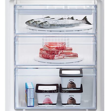 Combina frigorifica incorporabila Beko BCSA285K4SN, 271 l, Clasa E, Compresor ProSmart Inverter, Iluminare LED, XXL Bottle holder, H 177.5 cm, Alb