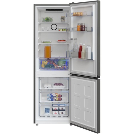 Хладилник с фризер Beko B5RCNA345HG, 301 л, No Frost, Клас D, Компресор ProSmart Inverter, AeroFlow, HarvestFresh, LED осветление, Предупредителна светлина, H 179.6 см, Сив