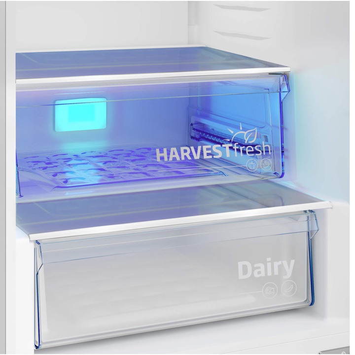 Combina frigorifica Beko B3RCNA404HDXB1, 355 l, No Frost, Clasa E, HarvestFresh, Slim tank water dispenser, AeroFlow, H 203.5 cm, Argintiu