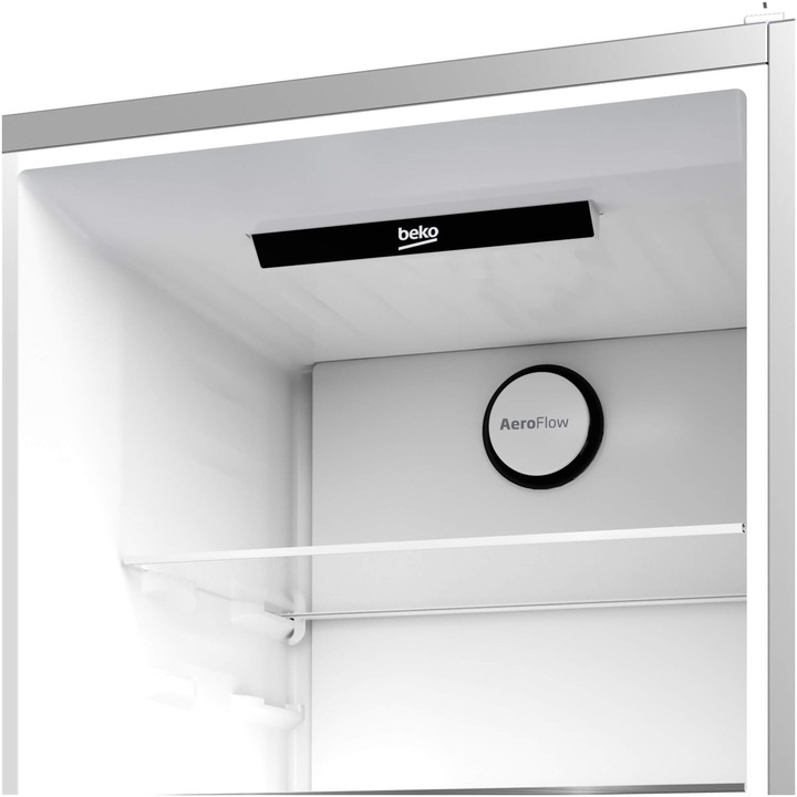 Combina frigorifica Beko B3RCNA404HDXB1, 355 l, No Frost, Clasa E, HarvestFresh, Slim tank water dispenser, AeroFlow, H 203.5 cm, Argintiu