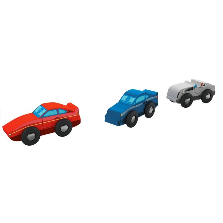 Комплект дървени колички, 3 броя, Playtive
