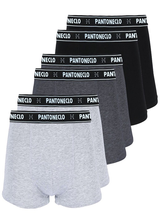 Set 6 boxeri barbati PANTONECLO, Bumbac, Negru/Gri, S