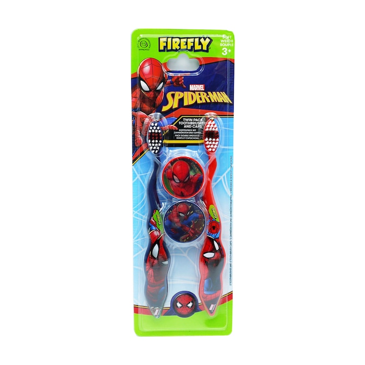 Set 2 periute de dinti Spiderman cu capac