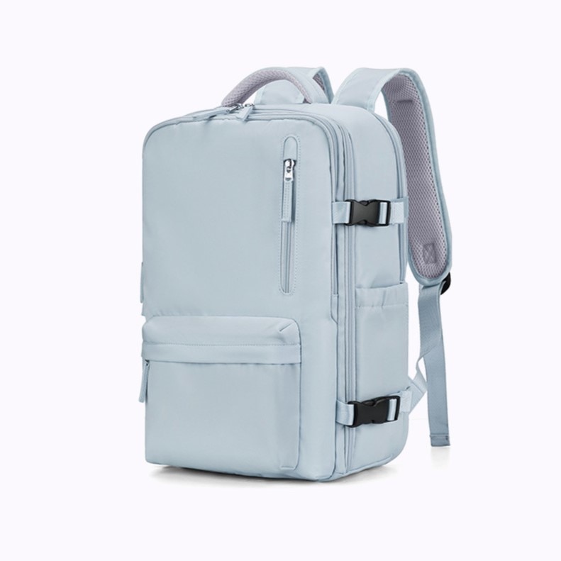Rucsac de Calatorie, WizzAir, Multifunctional, port de incarcare USB, pana la 35 L, Impermeabil, 42x30x20 cm, Albastru deschis, OBRALIX®