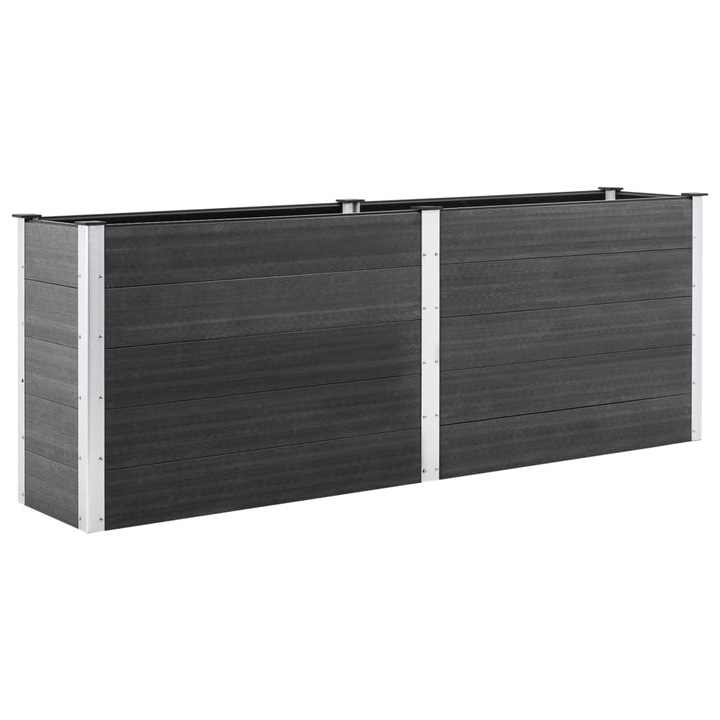 VidaXL Strat inaltat de gradina, gri, 250 x 100 x 91 cm, WPC