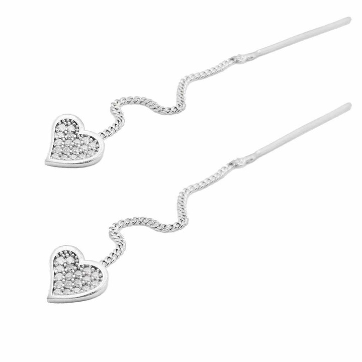 Cercei Inima Argint 925 Lungi Zirconii - ARPATIA JEWELRY