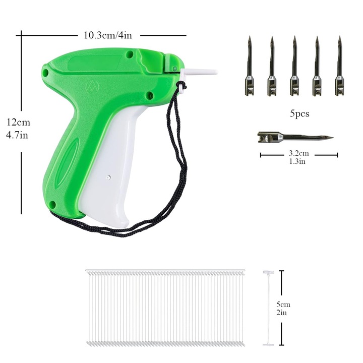 Pistol de etichetare, NUODWELL, cu 5000 de fire pentru agatat etichete si 5 ace de rezerva, Material ABS, maner ergonomic, unealta profesionala, usor de operat, cyan