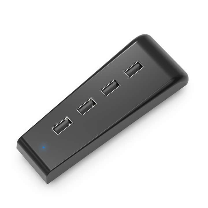 Хъб с 4 USB 2.0 порта за различни контролери, волан или зарядно, USB стик, съвместим с PS5 конзоли, PC компютри, лаптопи, PS4, PS3, Xbox One, черен