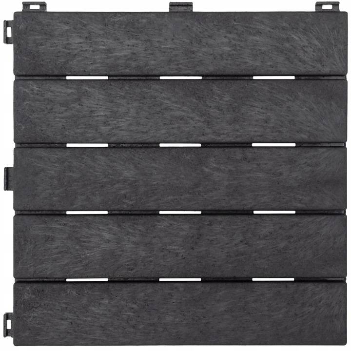 Placa Terasa, e-floor, 30.5 x 30.5 cm, Grafit, 100% Material Reciclat, Montaj Quick-Click, Grosime 1.5 cm, Model Piatra Naturala