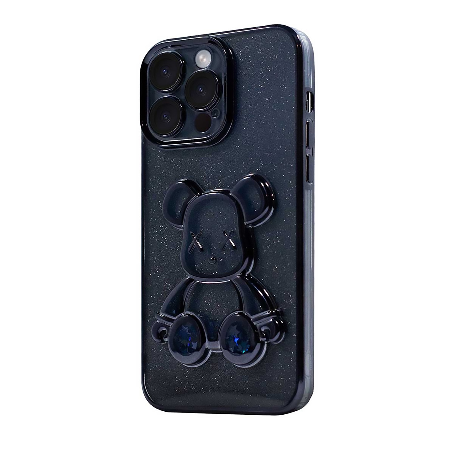 Husa de protectie compatibila Apple iPhone 15 Pro Max, Urs 3D, TPU, protectie camera, Negru