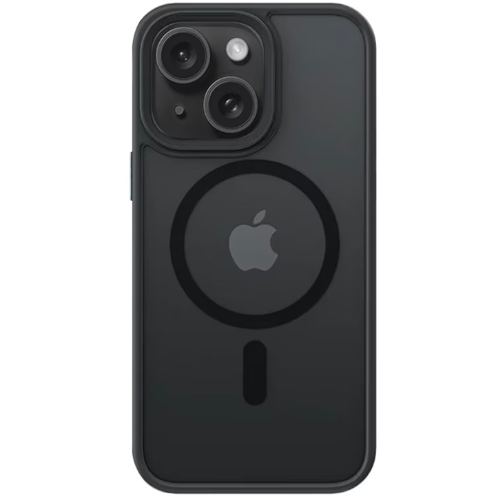 Husa pentru iPhone 15 ZAFIT®, cu incarcare Magsafe, Silicon, Negru transparent