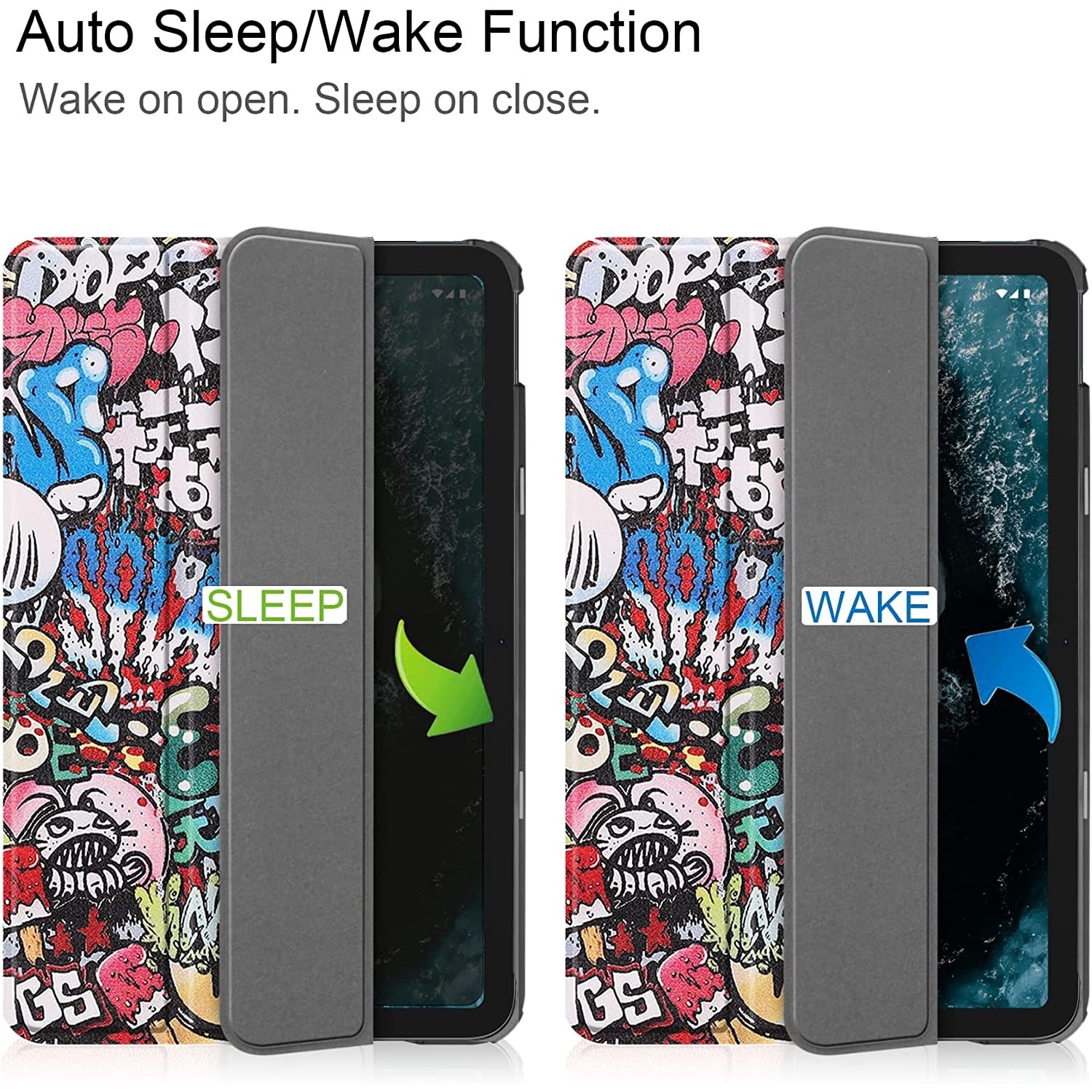 Husa Slim Sigloo, Smart Cover, Trifold, pentru tableta Nokia T21 2022, 10.4inch, model Graffity