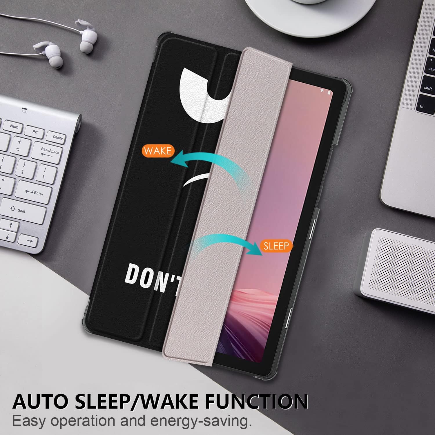 Husa Slim Sigloo, Smart Cover, Trifold, pentru tableta Lenovo Tab M9, TB-310FU, 9 inch, Don't Touch Me