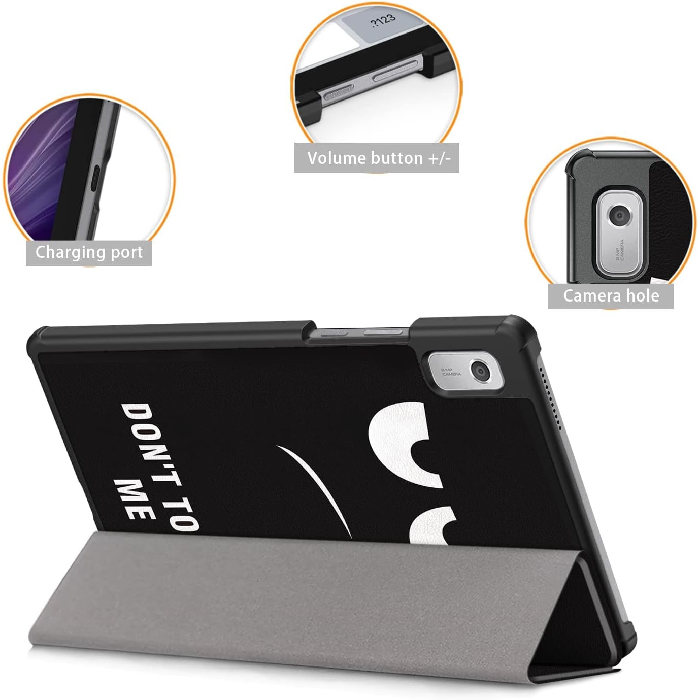 Husa Slim Sigloo, Smart Cover, Trifold, pentru tableta Lenovo Tab M9, TB-310FU, 9 inch, Don't Touch Me