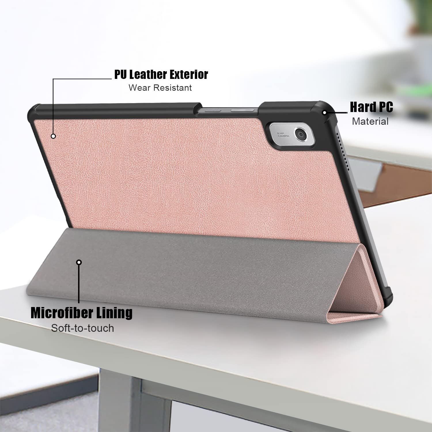 Husa Samsung Galaxy Tab A9 Plus, 11inch UltraSlim de tip stand, cu functie sleep/wake-up, Sigloo, Golden