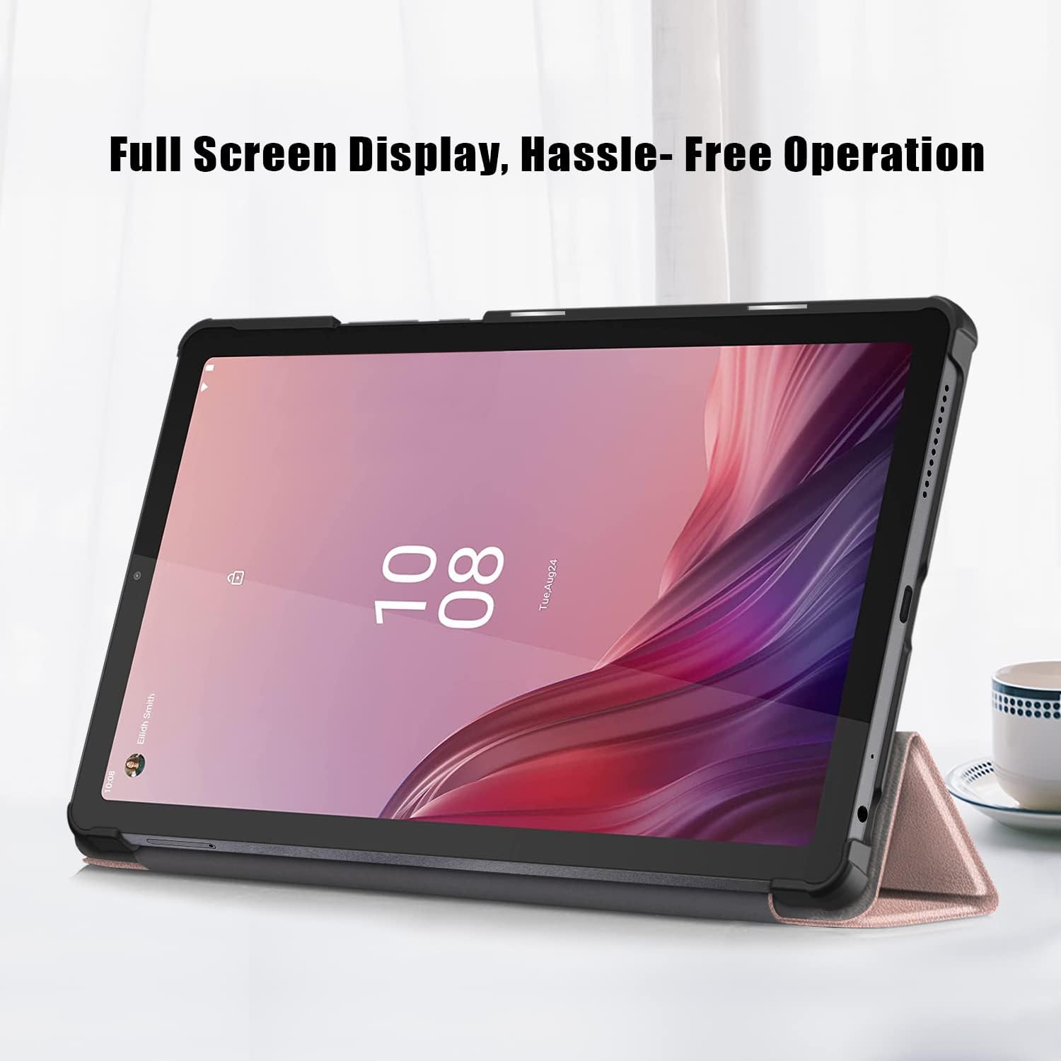 Husa Samsung Galaxy Tab A9 Plus, 11inch UltraSlim de tip stand, cu functie sleep/wake-up, Sigloo, Golden