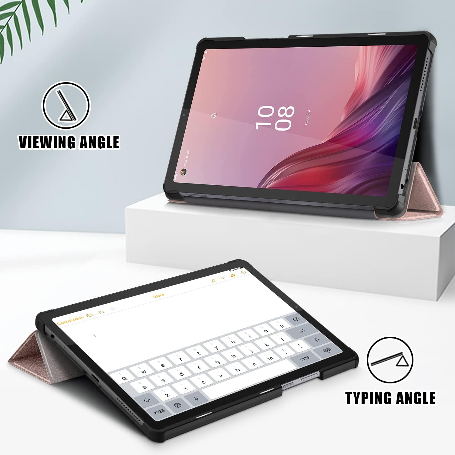 Husa Slim Sigloo, Smart Cover, Trifold, pentru tableta Lenovo Tab M9, TB-310FU, 9 inch, Rose Gold
